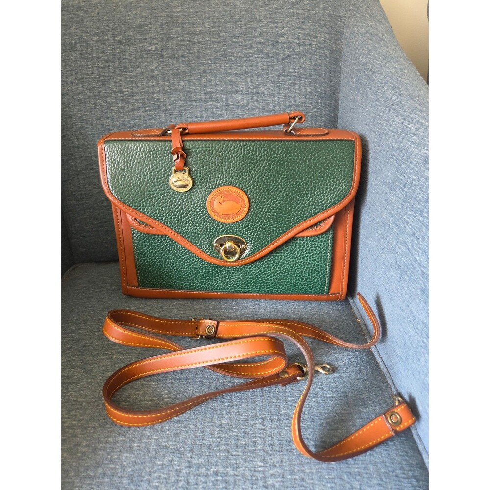 Dooney & Bourke Vintage Pebble Collection Emerald Green Leather Messenger Bag